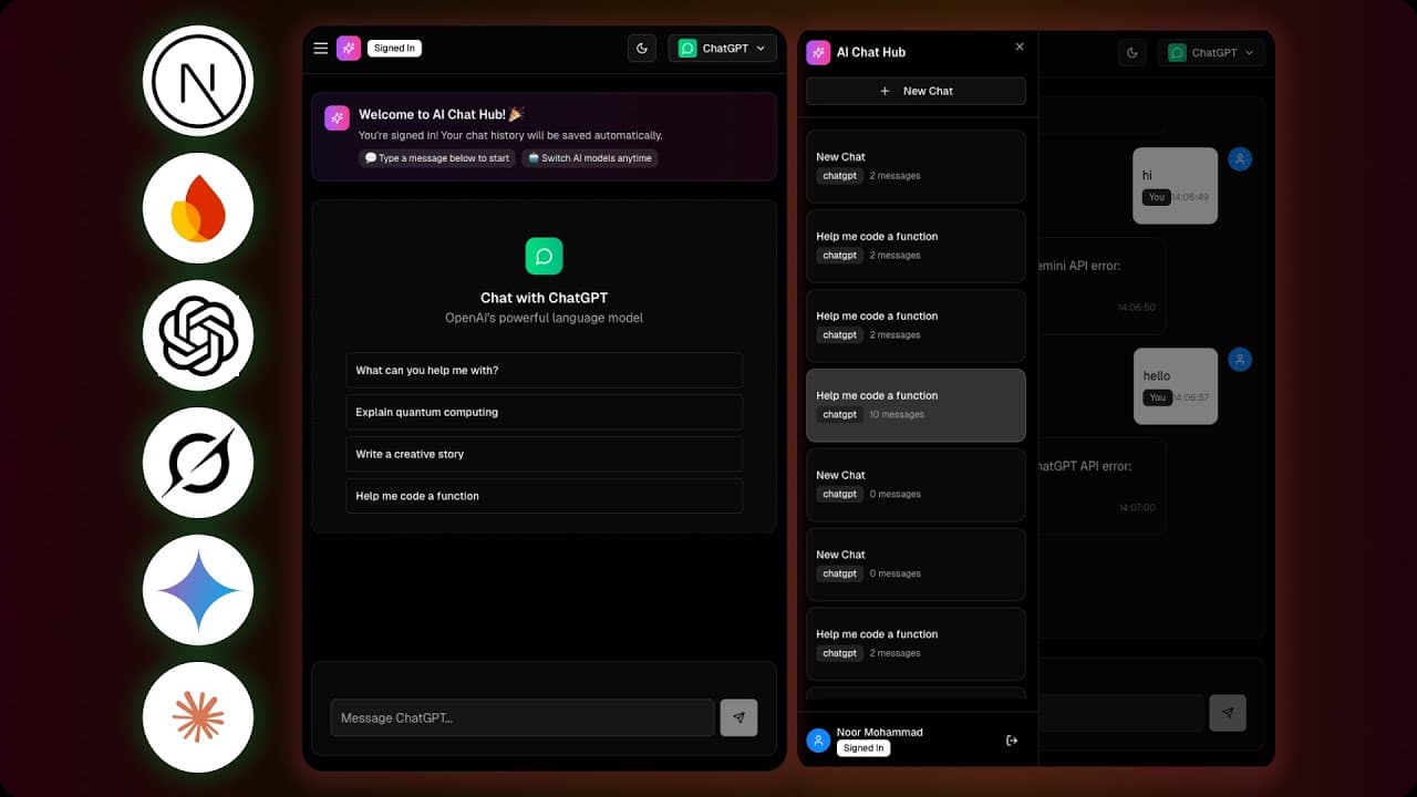 Build a Multi-AI Chat App with Next.js (ChatGPT, Claude, Grok and Gemini Integration)